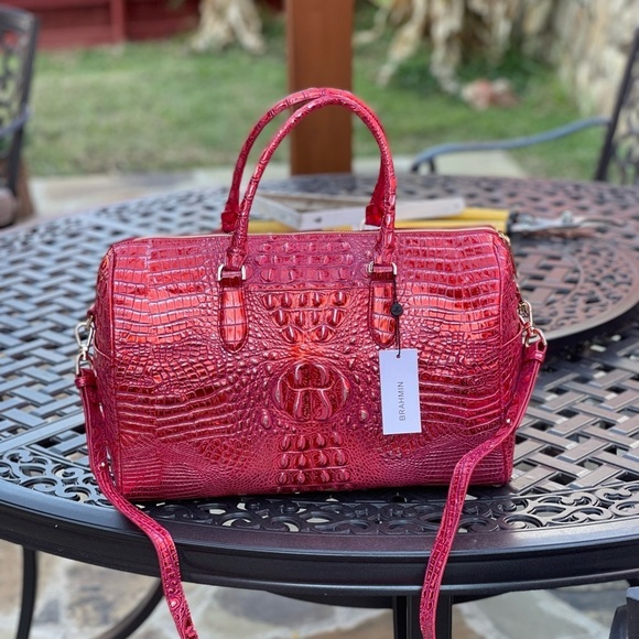 Brahmin Red dragon spencer Melbourne travel satchel bag - Picture 4 of 12